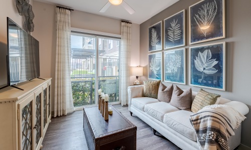 Luxury apartment interior featured in virtual tours at The Banks at Las Colinas apartments in Irving, Texas
