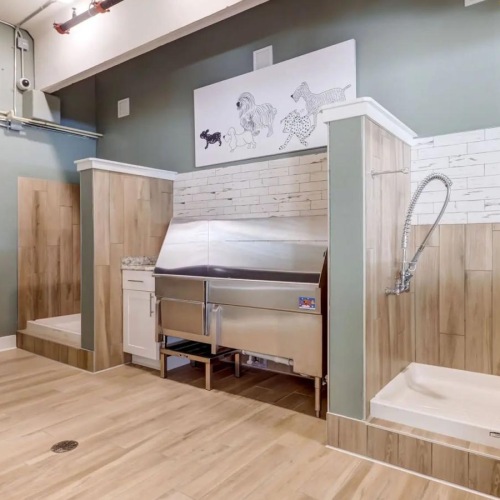 a room with a bed and a bench